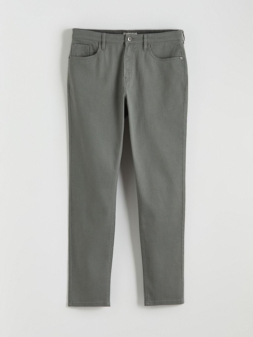 Gri Dar Kalıp Gabardin Erkek Chino Pantolon-4