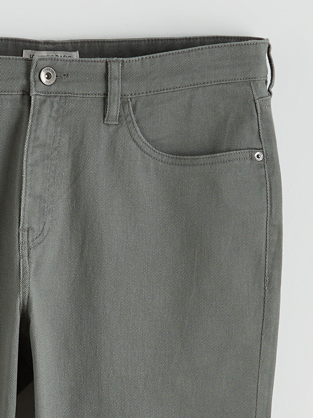 Gri Dar Kalıp Gabardin Erkek Chino Pantolon-6