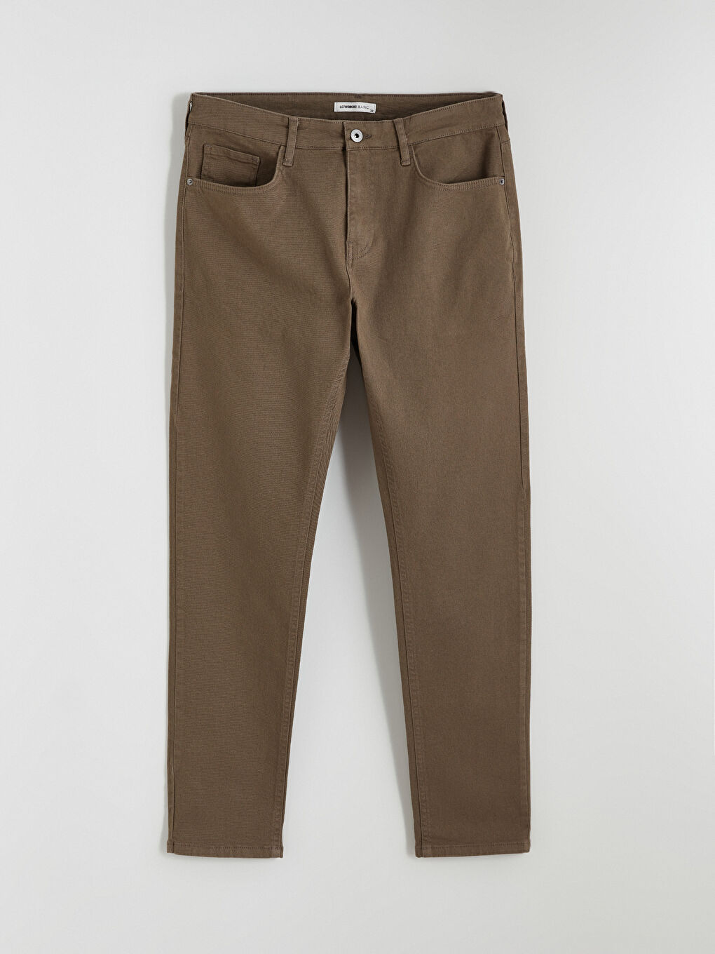 Kahverengi Dar Kalıp Gabardin Erkek Chino Pantolon-4