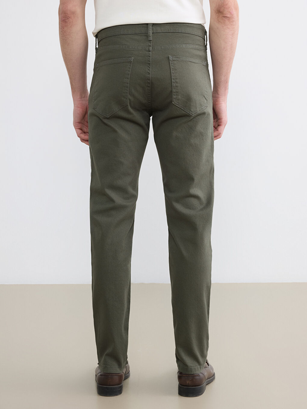 Haki Slim Fit Gabardin Erkek Chino Pantolon-3