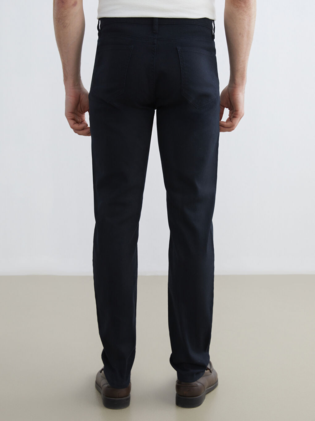 Lacivert Dar Kalıp Gabardin Erkek Chino Pantolon-3