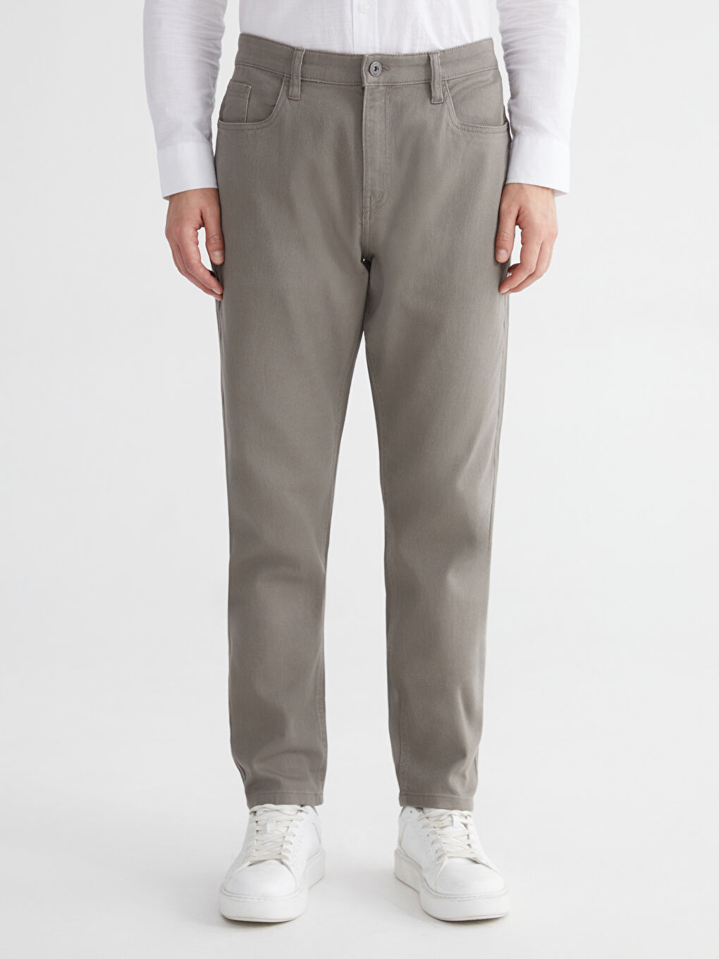 Haki Dar Kalıp Gabardin Erkek Chino Pantolon-1