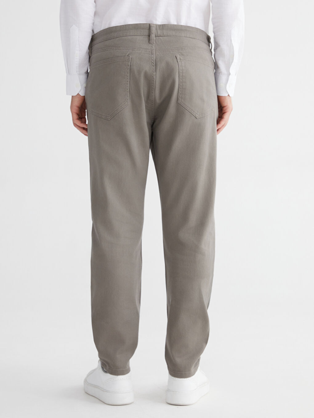 Haki Dar Kalıp Gabardin Erkek Chino Pantolon-3