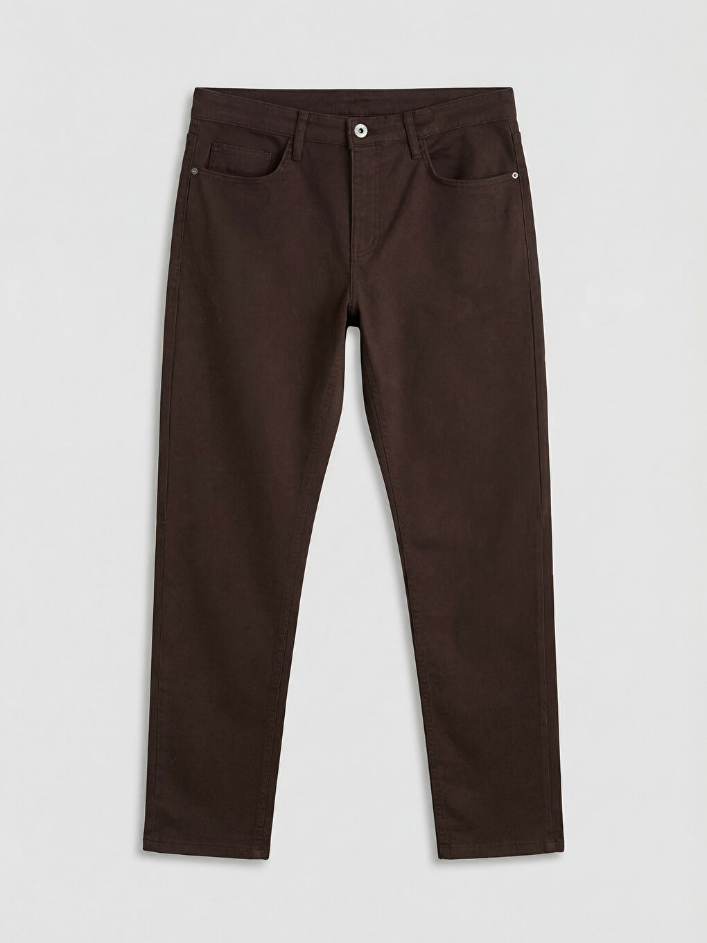 Kahverengi Slim Fit Gabardin Erkek Chino Pantolon-4