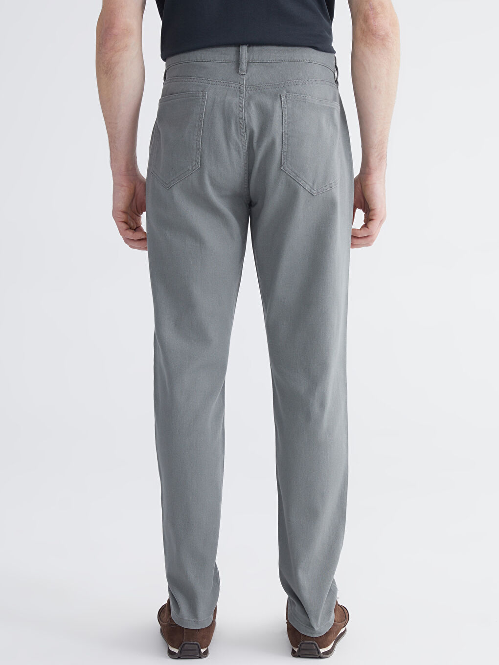 Gri Dar Kalıp Gabardin Erkek Chino Pantolon-3