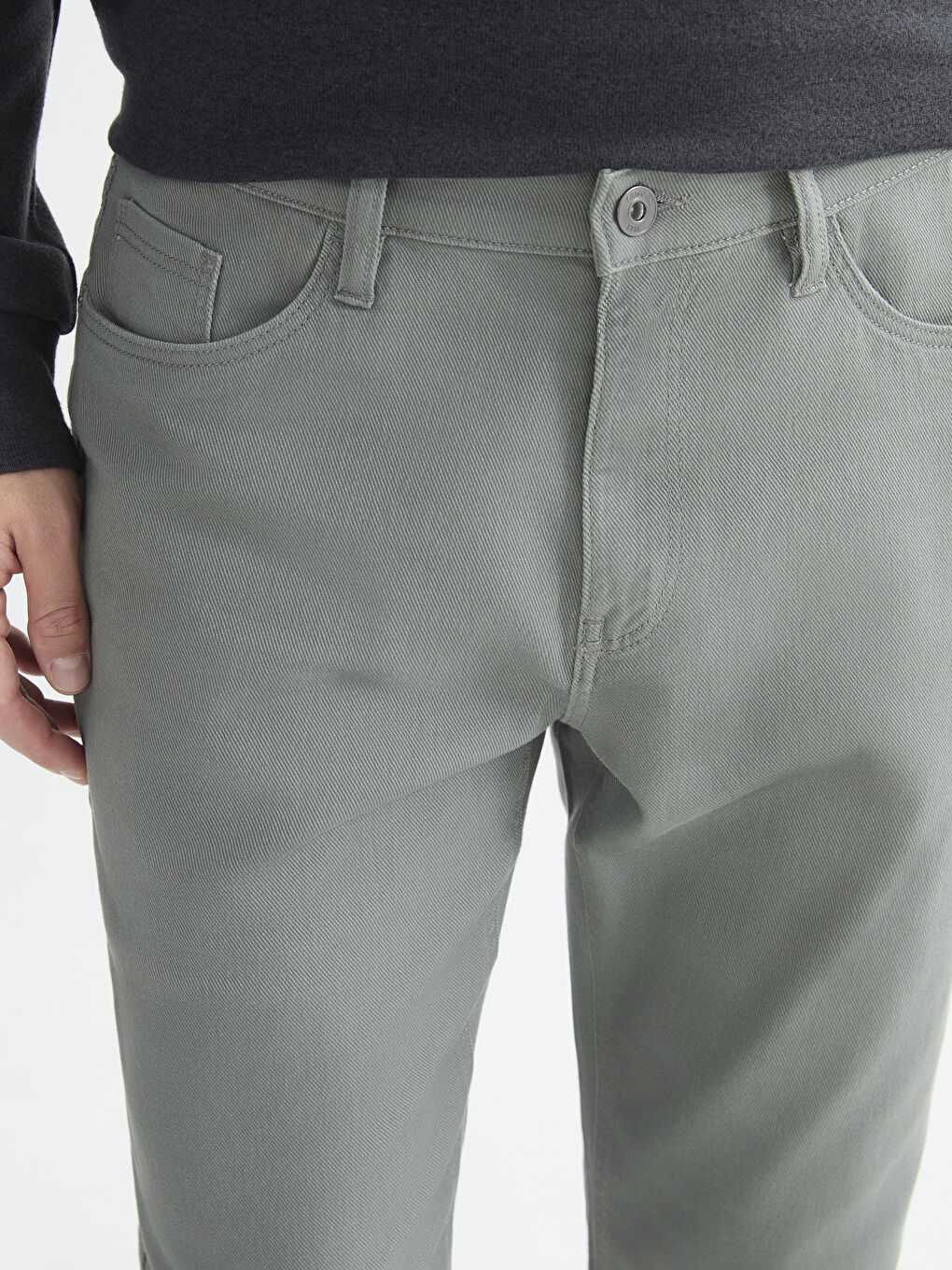 Gri Standart Kalıp Erkek Chino Pantolon-2