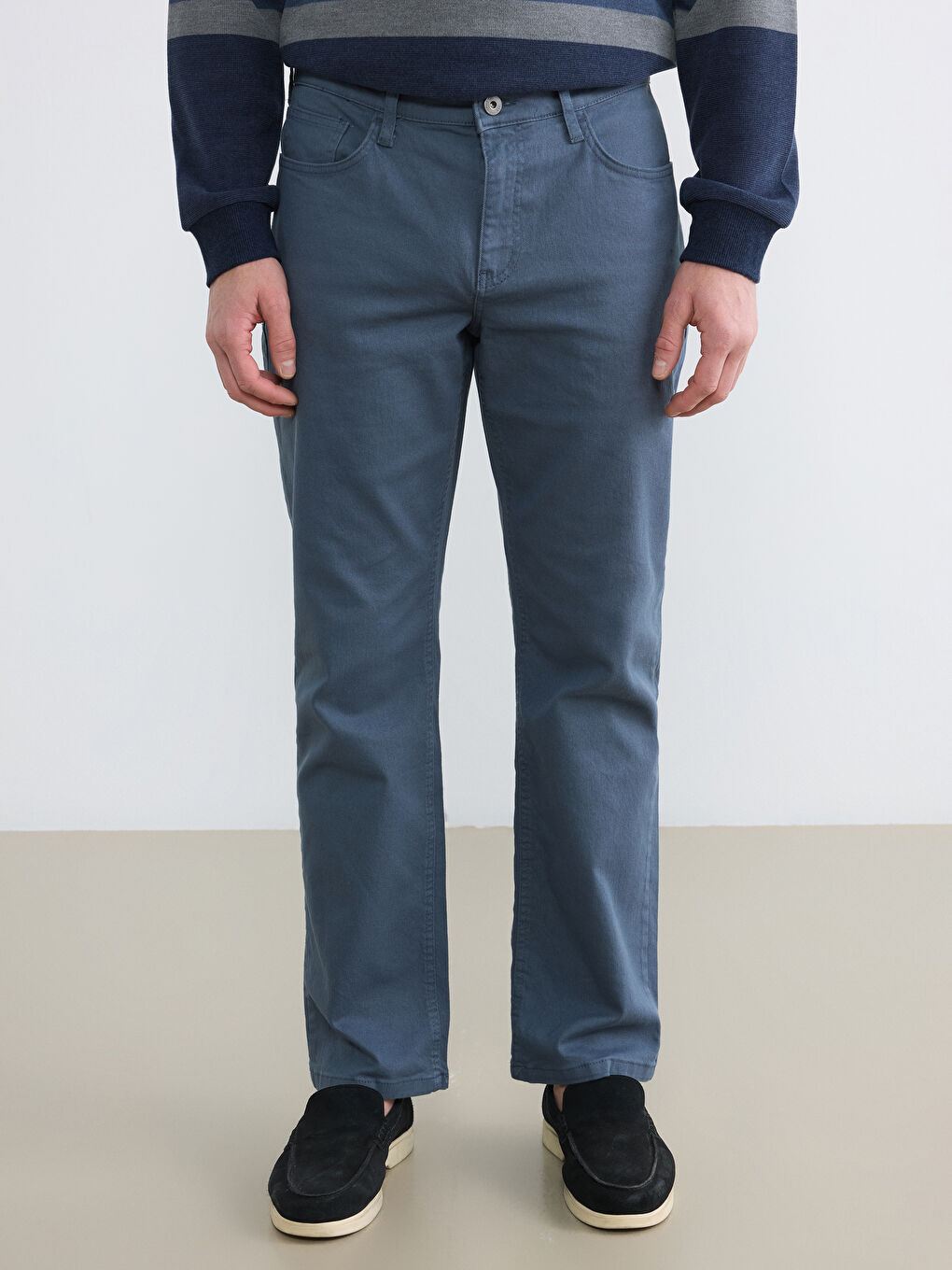 İndigo Standart Kalıp Erkek Chino Pantolon-1