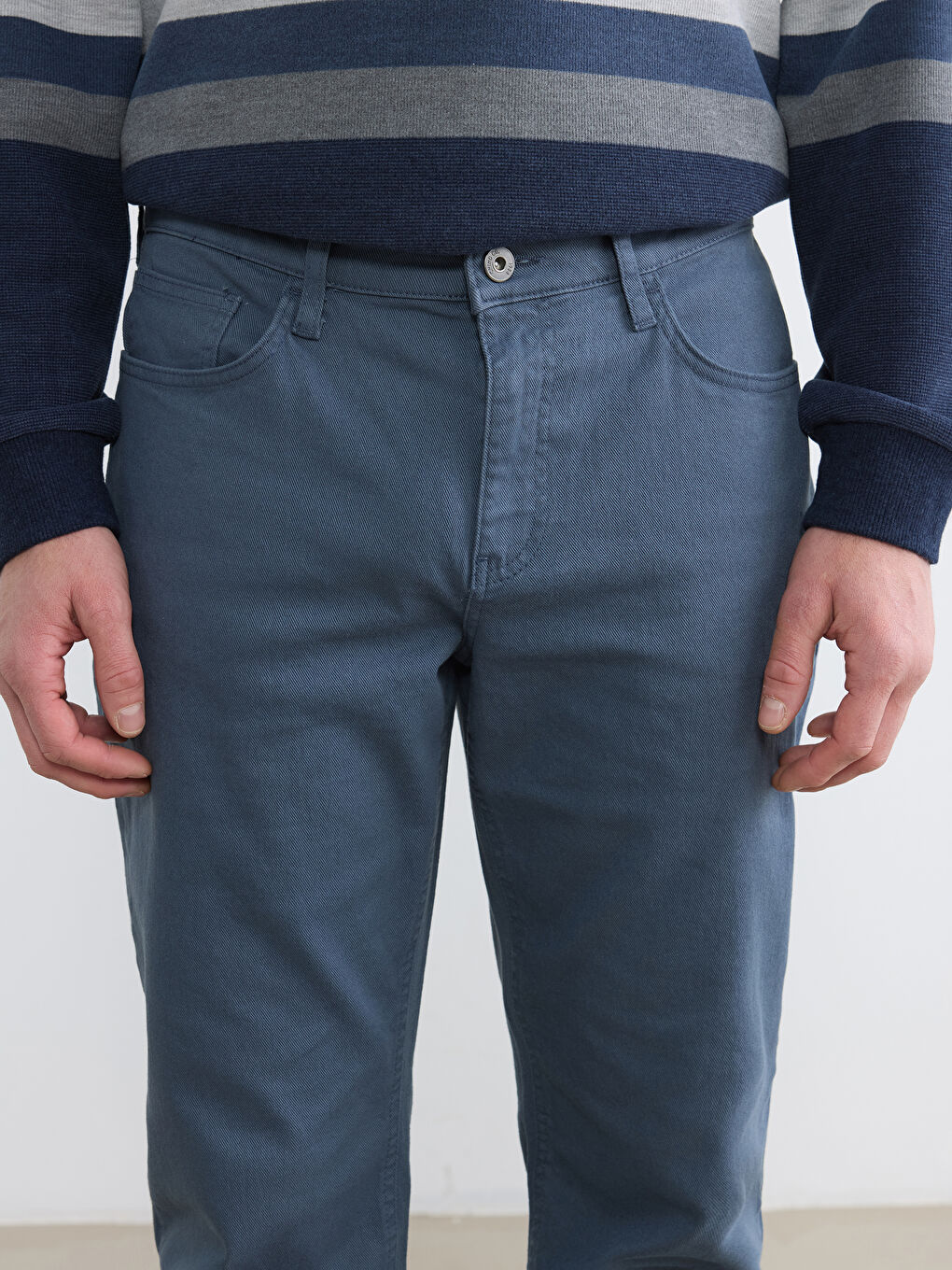 İndigo Standart Kalıp Erkek Chino Pantolon-2