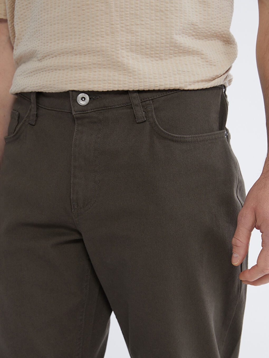 Kahverengi Standart Kalıp Erkek Chino Pantolon-2