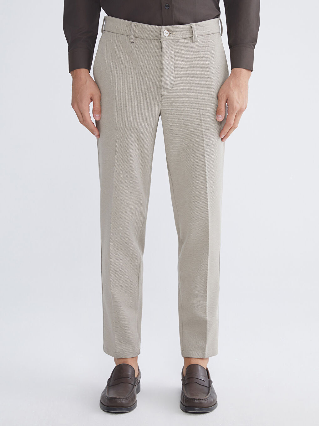 Bej Dar Kalıp Erkek Chino Pantolon-1