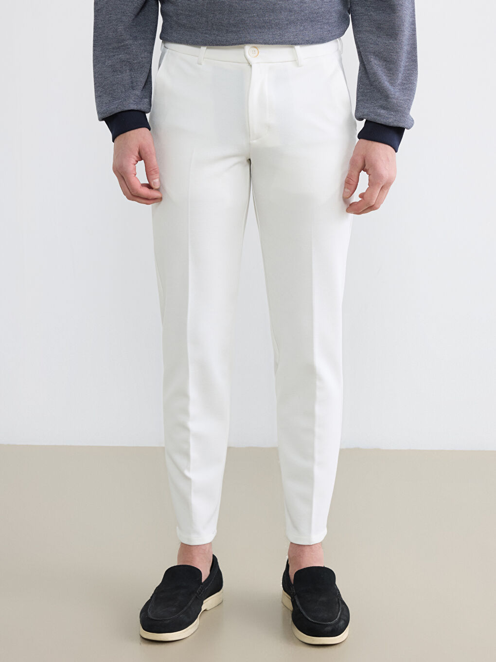 Ekru Dar Kalıp Erkek Chino Pantolon-1