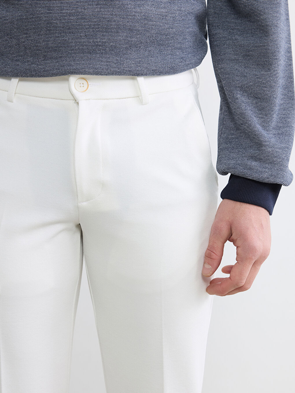 Ekru Dar Kalıp Erkek Chino Pantolon-2