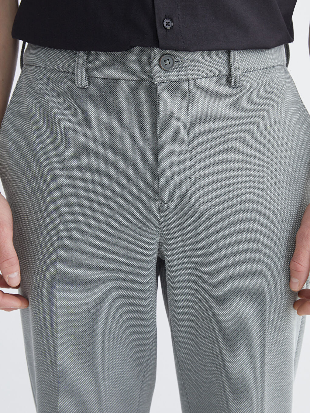 Haki Dar Kalıp Erkek Chino Pantolon-2