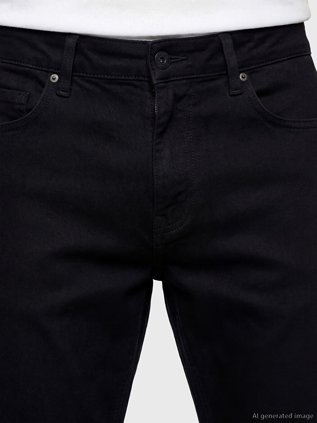 Siyah Regular Fit Gabardin Erkek Chino Pantolon-2