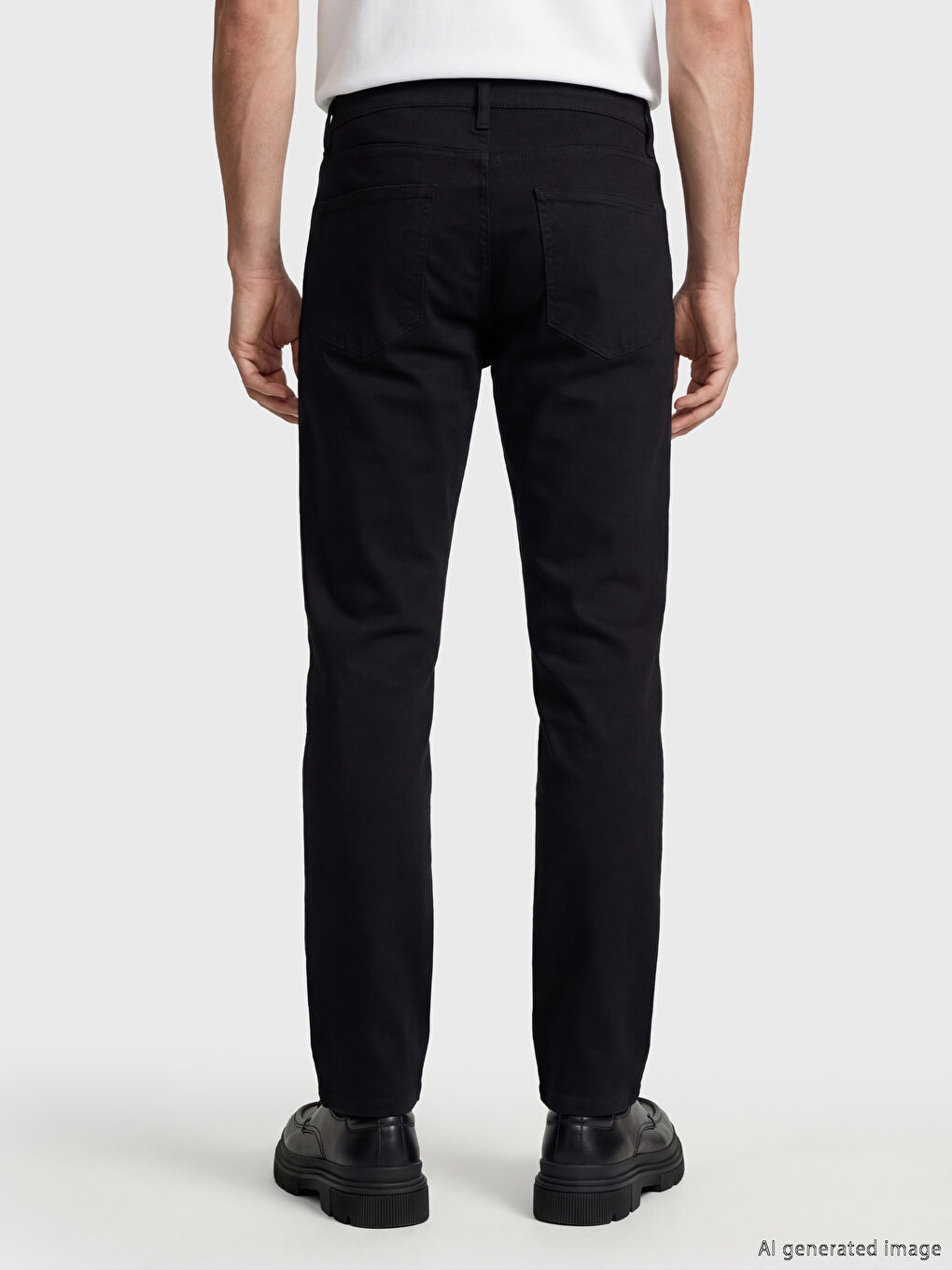 Siyah Regular Fit Gabardin Erkek Chino Pantolon-3
