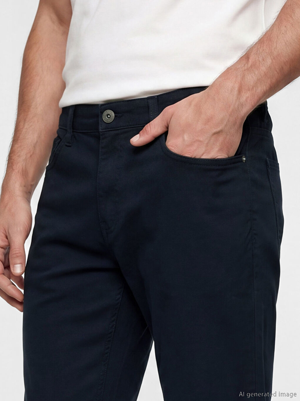 Lacivert Regular Fit Gabardin Erkek Chino Pantolon-2