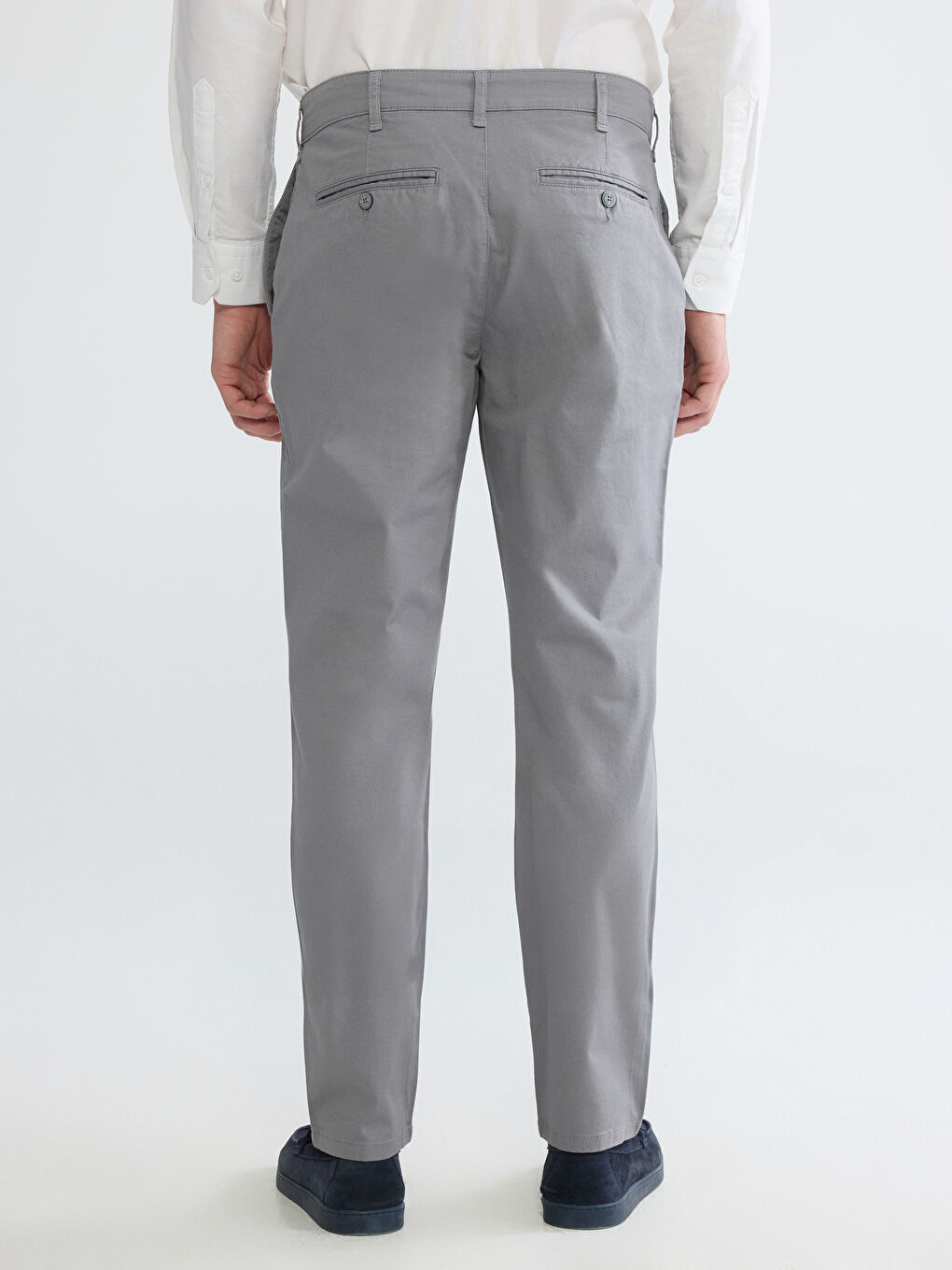 Gri Dar Kalıp Erkek Chino Pantolon-3