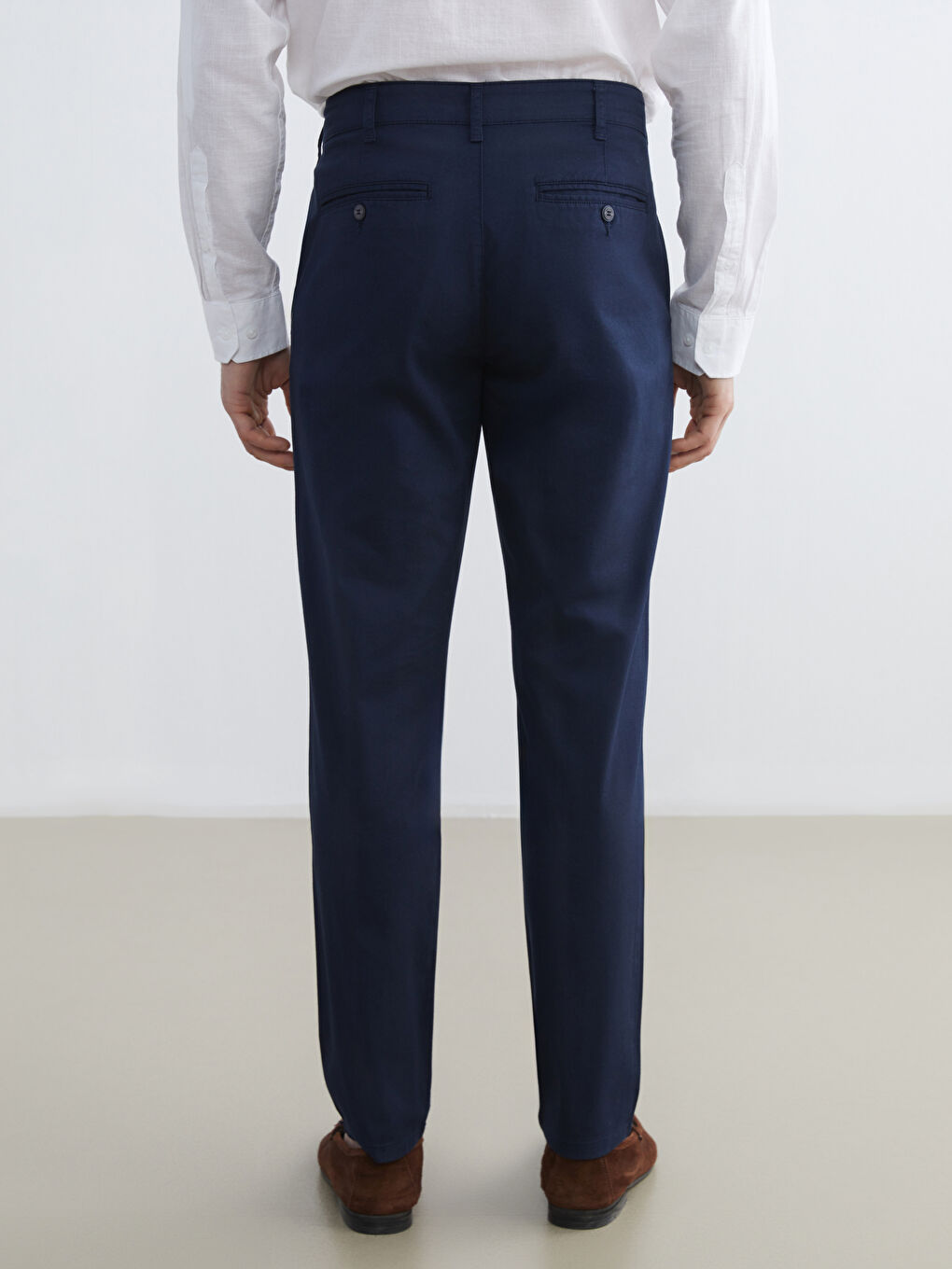 Lacivert Dar Kalıp Erkek Chino Pantolon-3