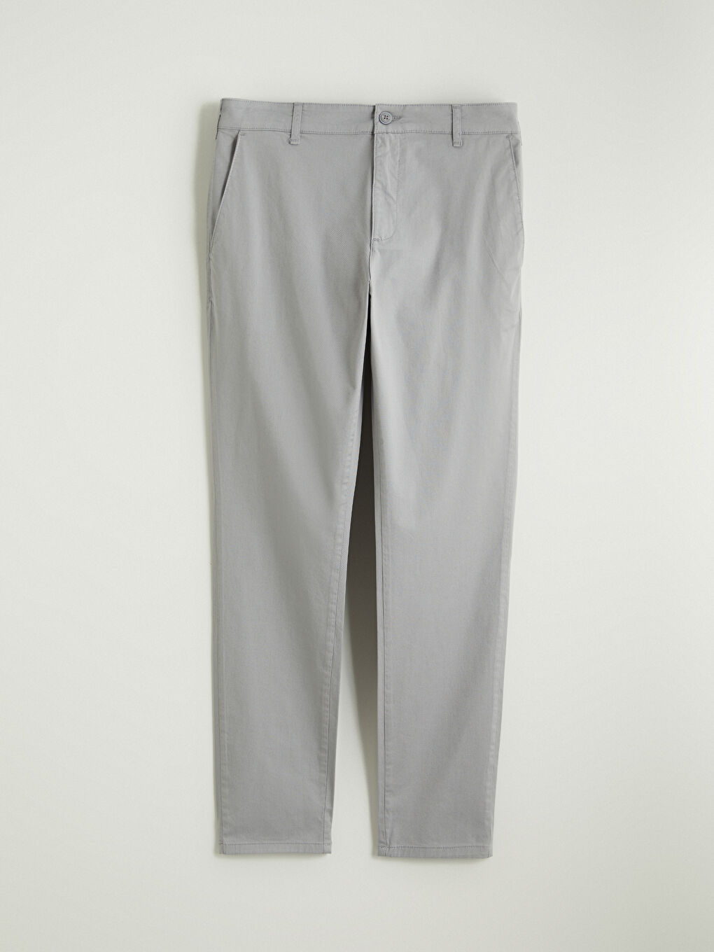 Gri Dar Kalıp Erkek Chino Pantolon-4