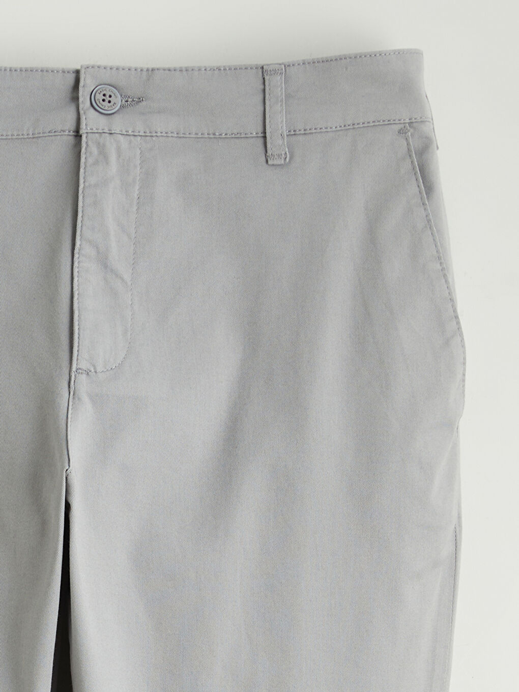 Gri Dar Kalıp Erkek Chino Pantolon-5