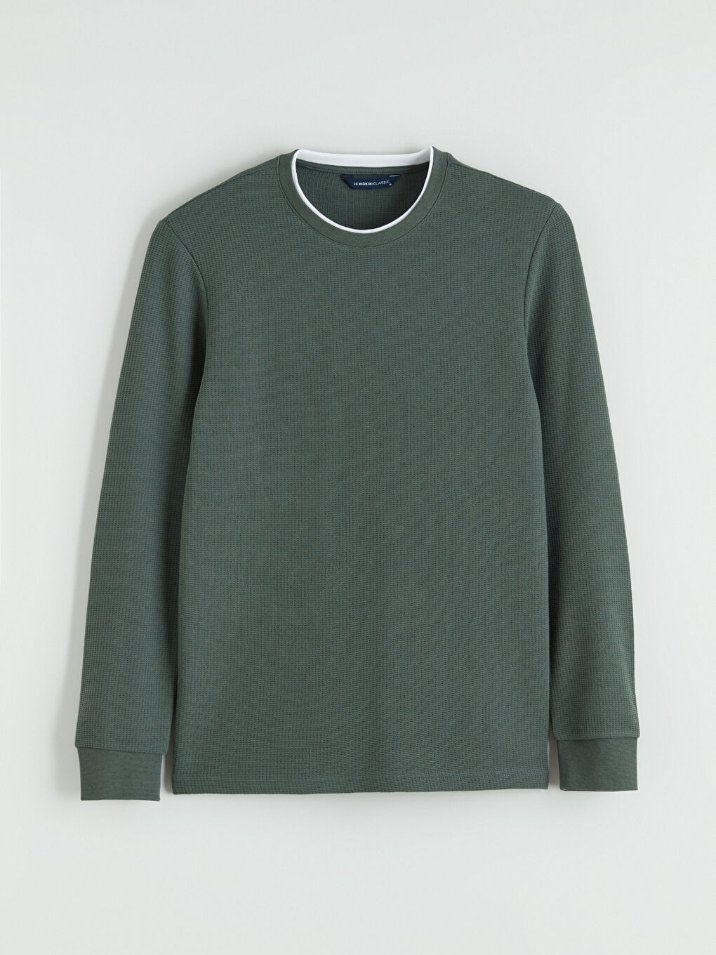 Yeşil Bisiklet Yaka Uzun Kollu Erkek Tişört