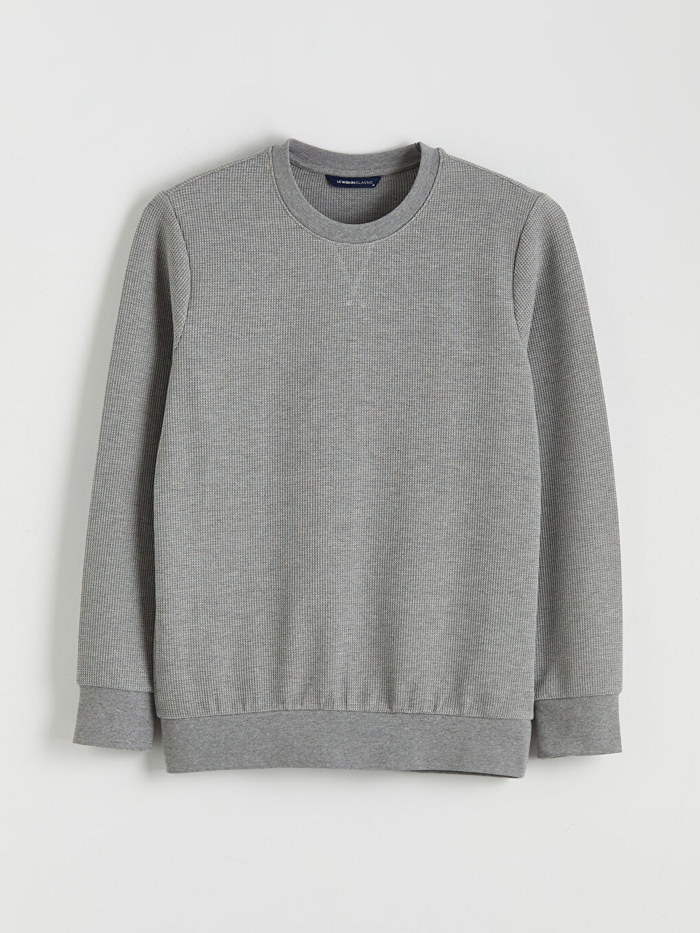 Gri Bisiklet Yaka Erkek Sweatshirt-4