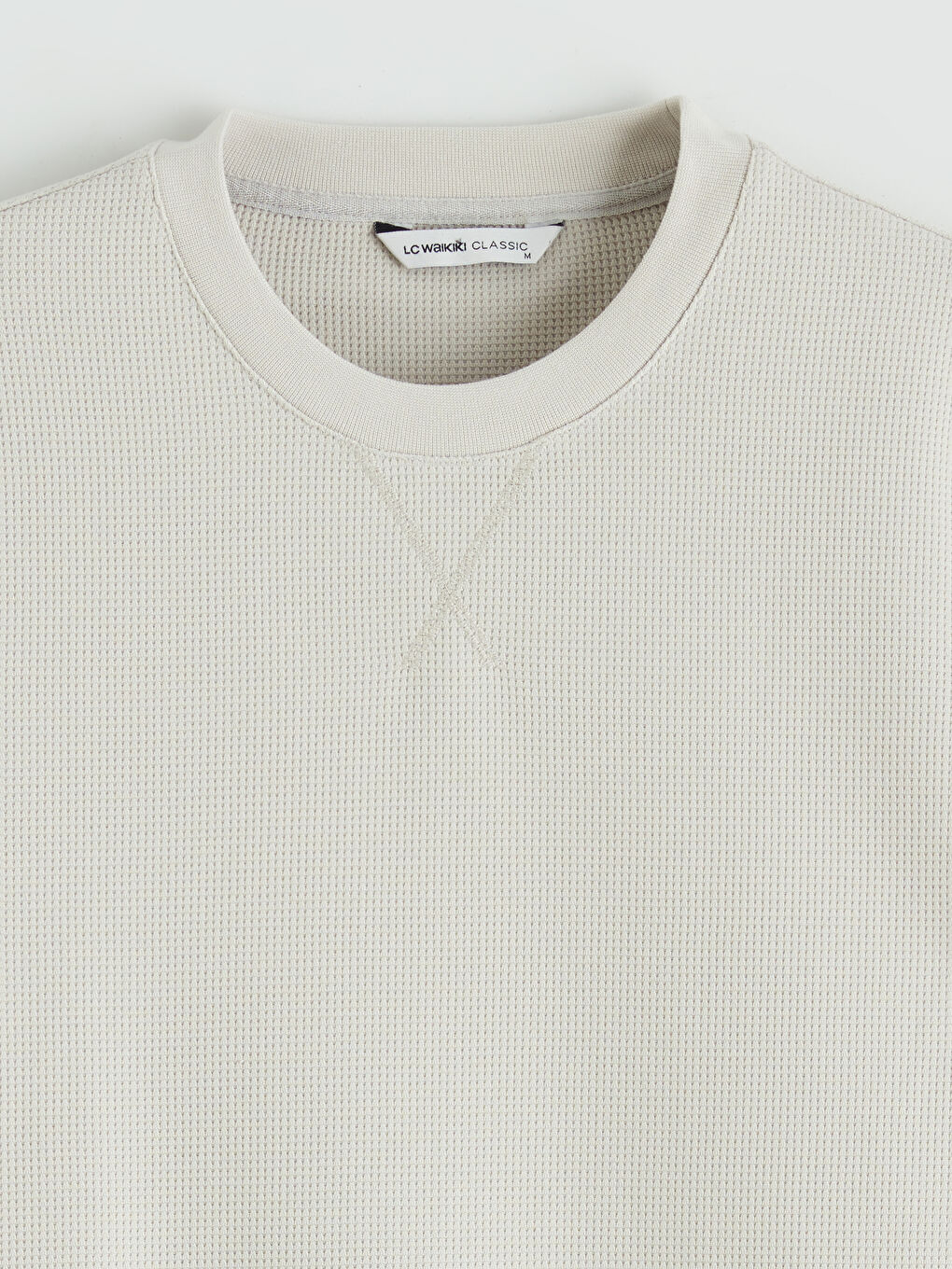 Bej Bisiklet Yaka Erkek Sweatshirt-5