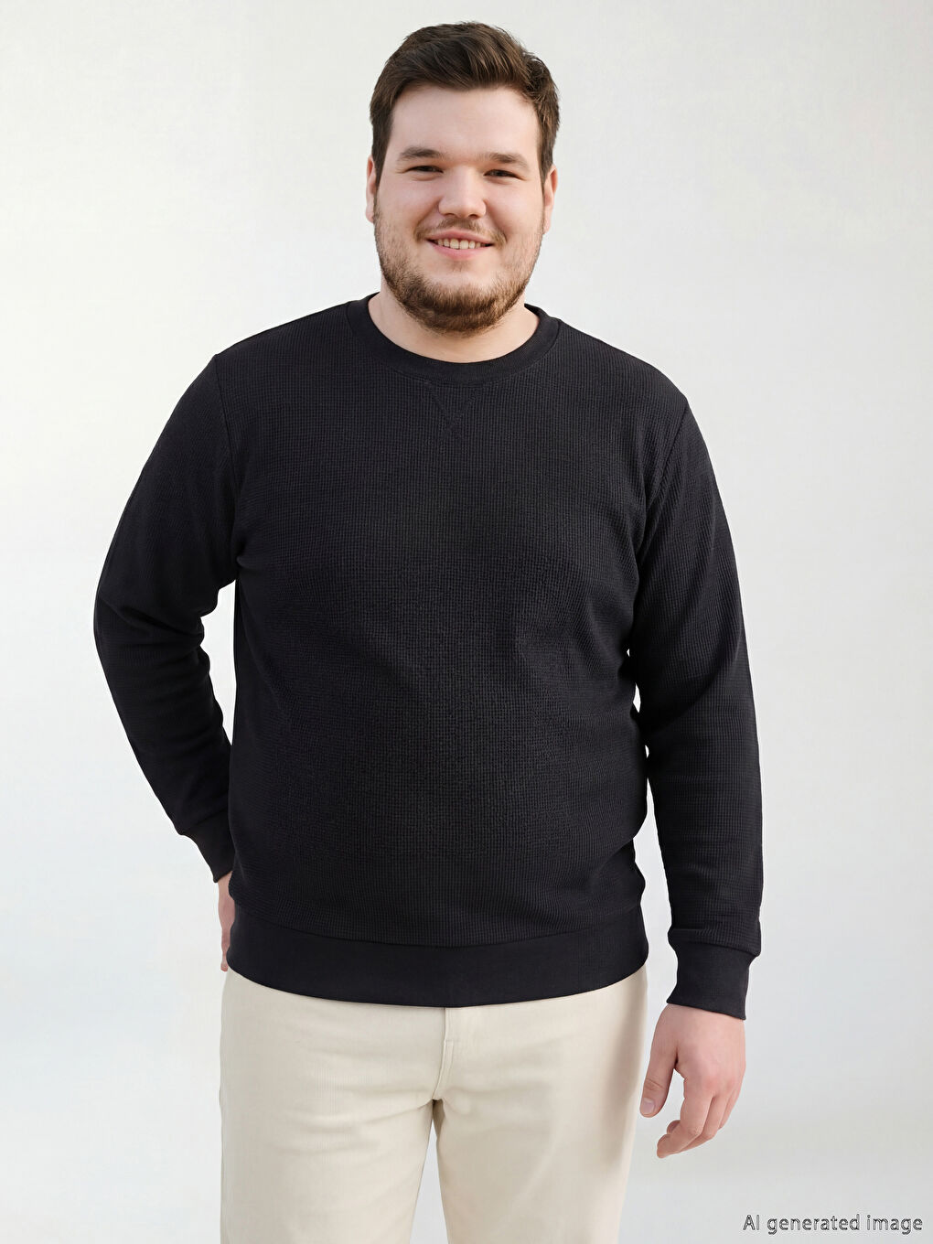 Antrasit Bisiklet Yaka Erkek Sweatshirt-1