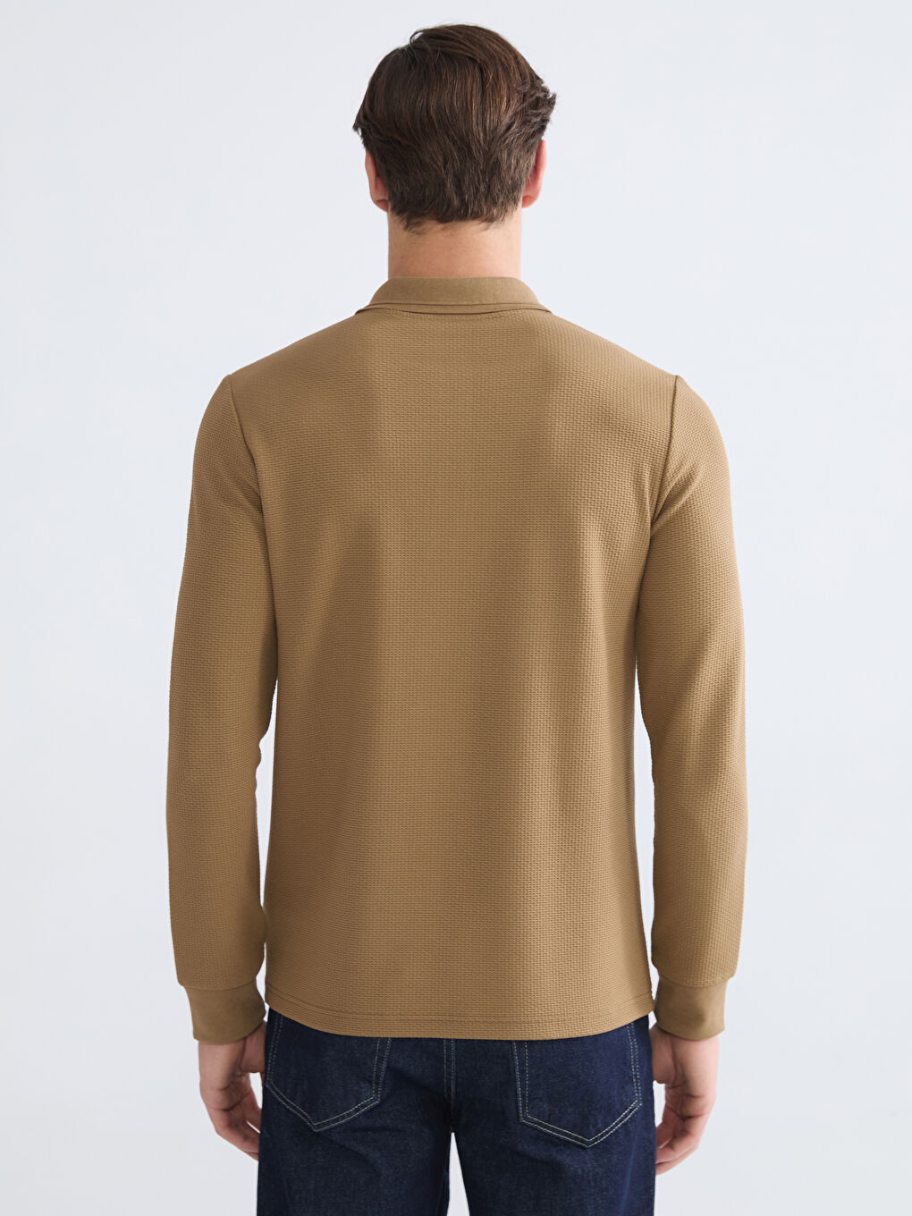 Kahverengi Polo Yaka Erkek Sweatshirt-3