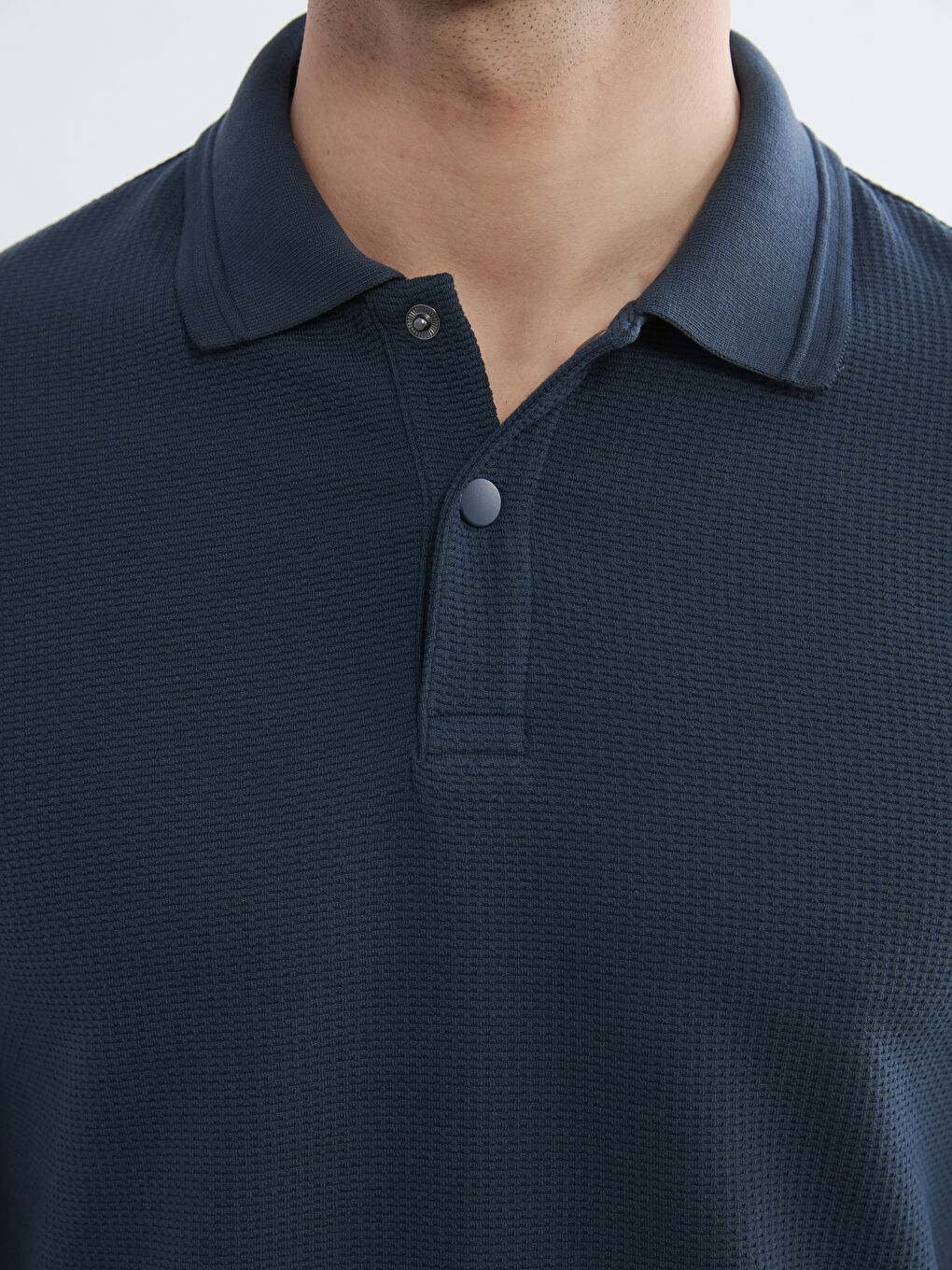 Lacivert Polo Yaka Erkek Sweatshirt-2