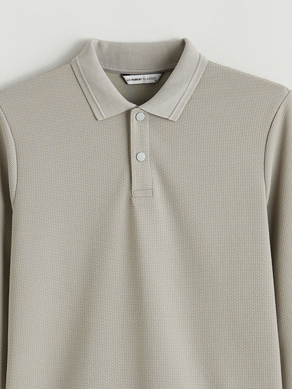 Bej Polo Yaka Erkek Sweatshirt-1