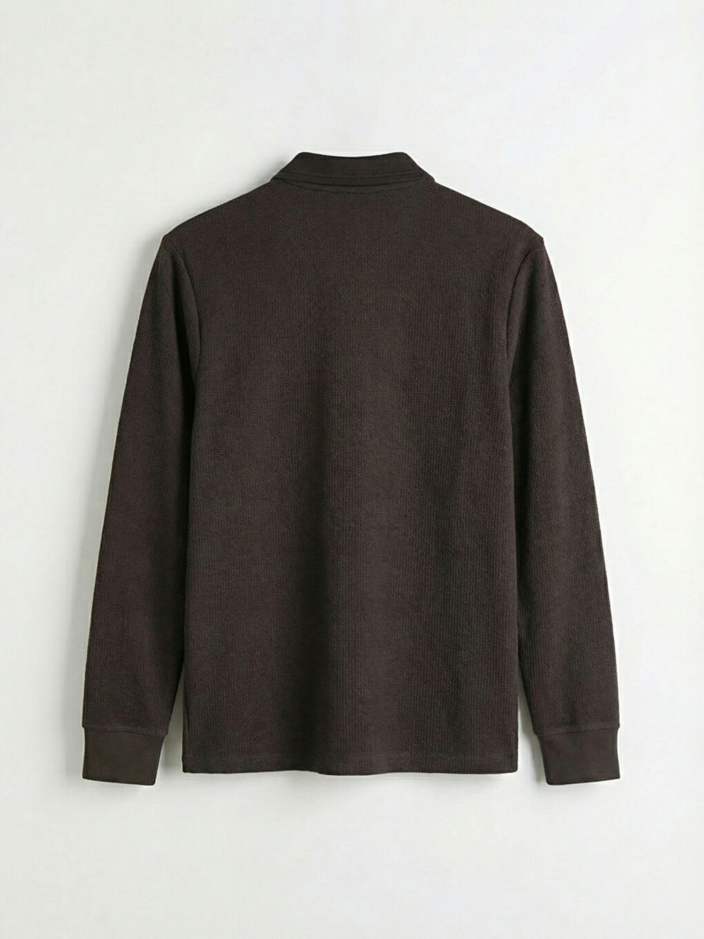 Kahverengi Polo Yaka Erkek Sweatshirt-1
