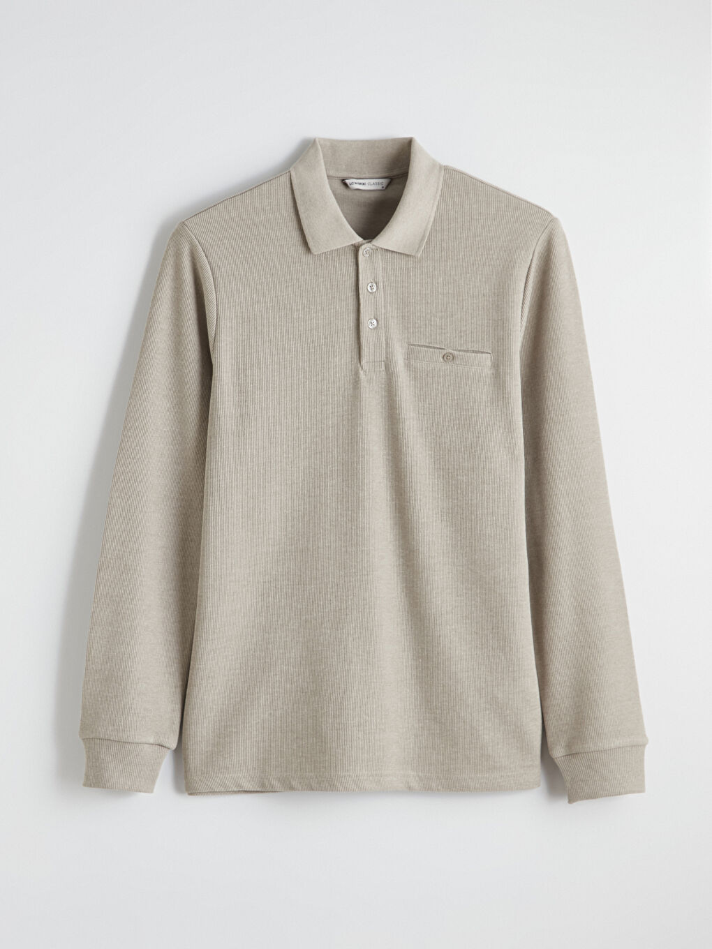 Bej Polo Yaka Erkek Sweatshirt