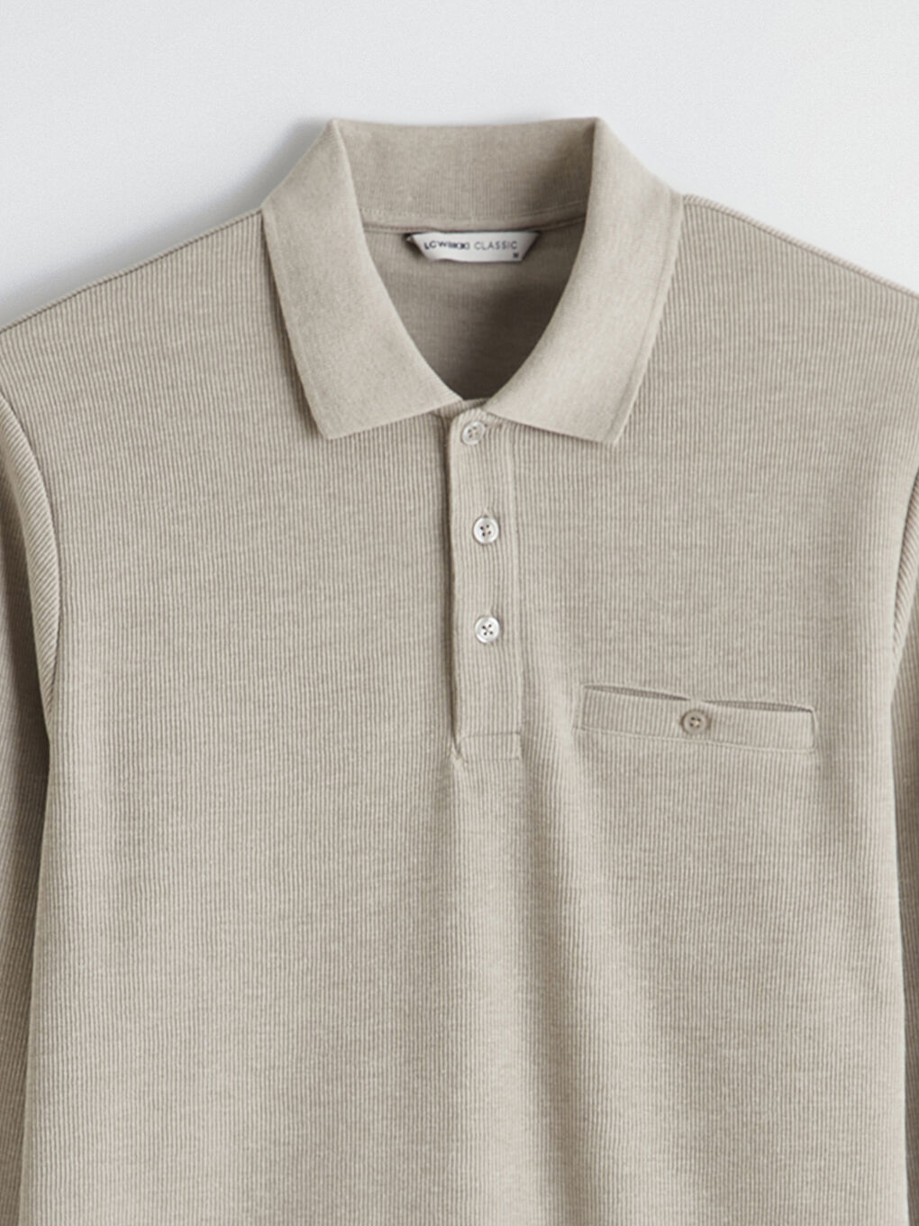 Bej Polo Yaka Erkek Sweatshirt-1