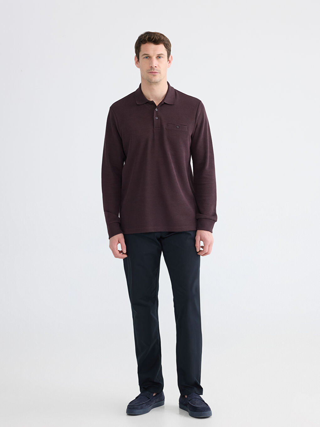 Mürdüm Polo Yaka Erkek Sweatshirt-1