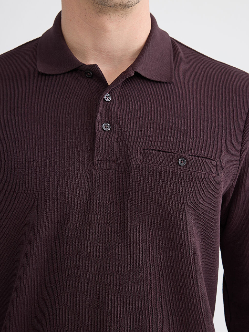 Mürdüm Polo Yaka Erkek Sweatshirt-2