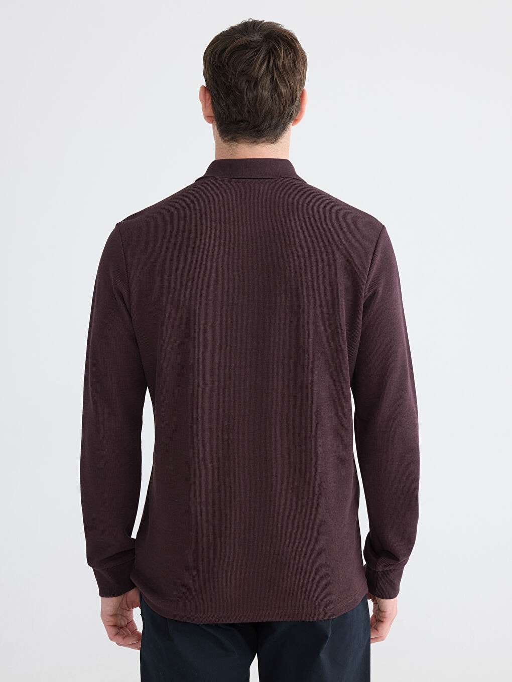 Mürdüm Polo Yaka Erkek Sweatshirt-3