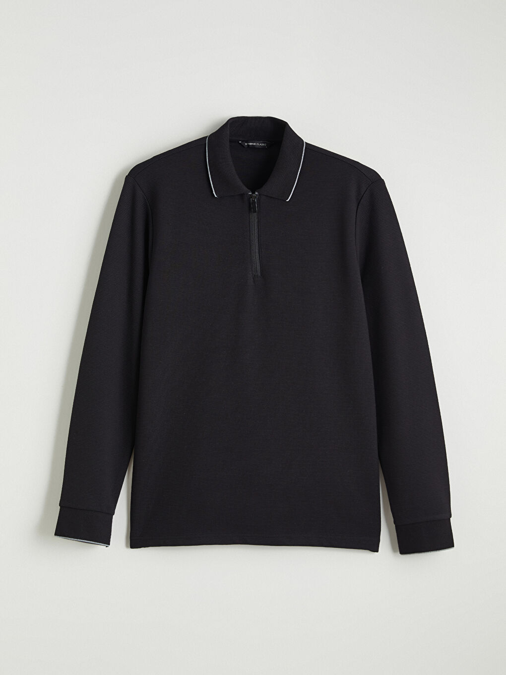 Siyah Polo Yaka Uzun Kollu Erkek Tişört-4