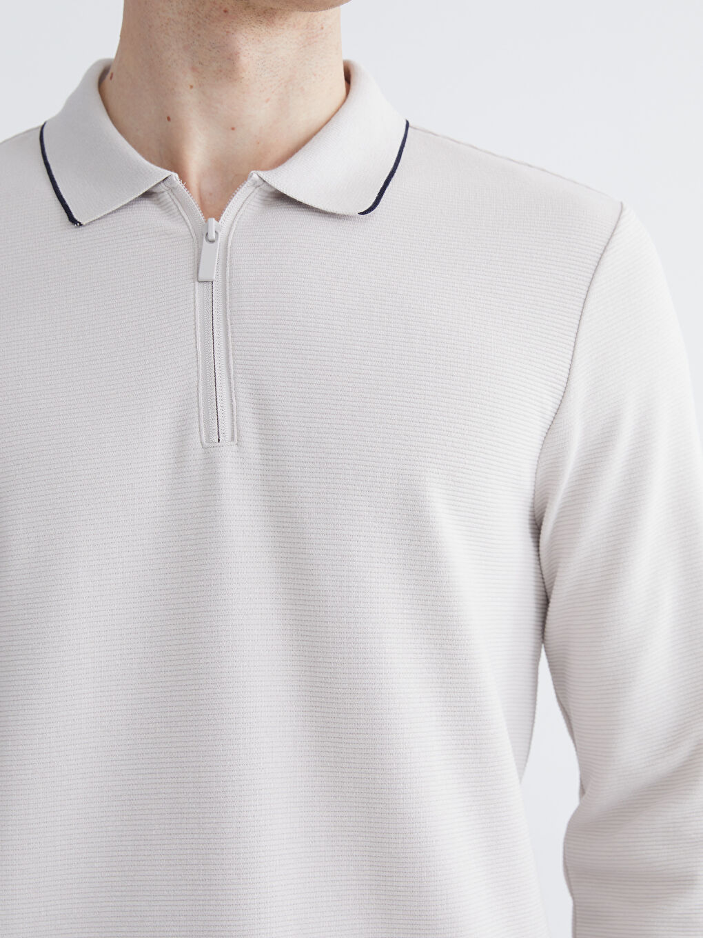 Polo Neck Long Sleeve Men's T-Shirt-2