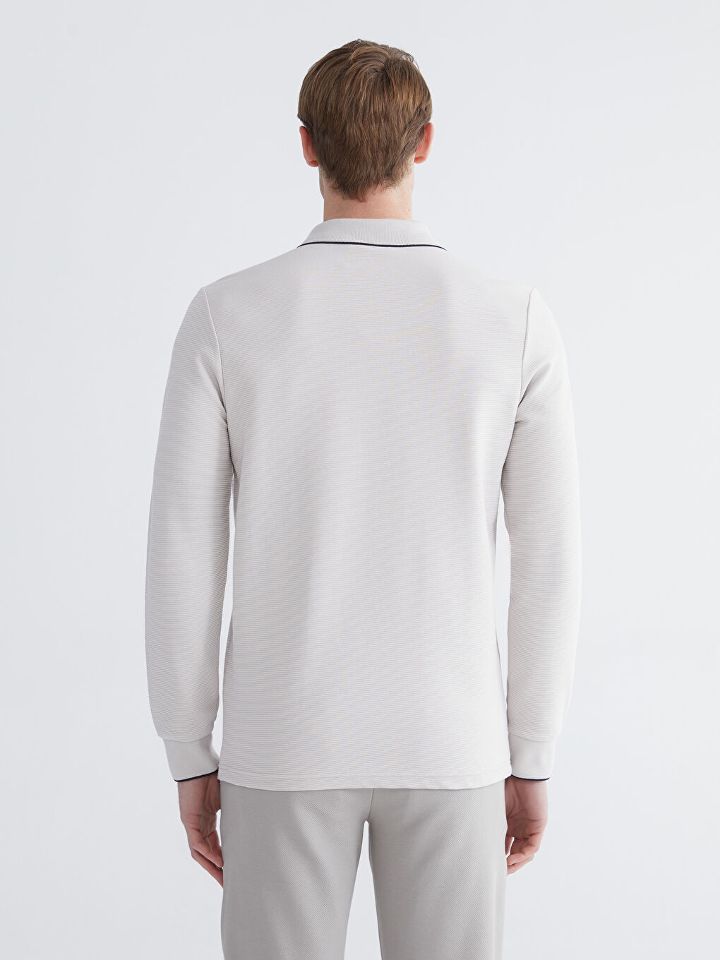 Polo Neck Long Sleeve Men's T-Shirt-3