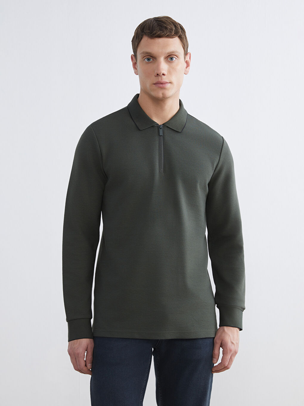 Polo Neck Long Sleeve Men's T-Shirt