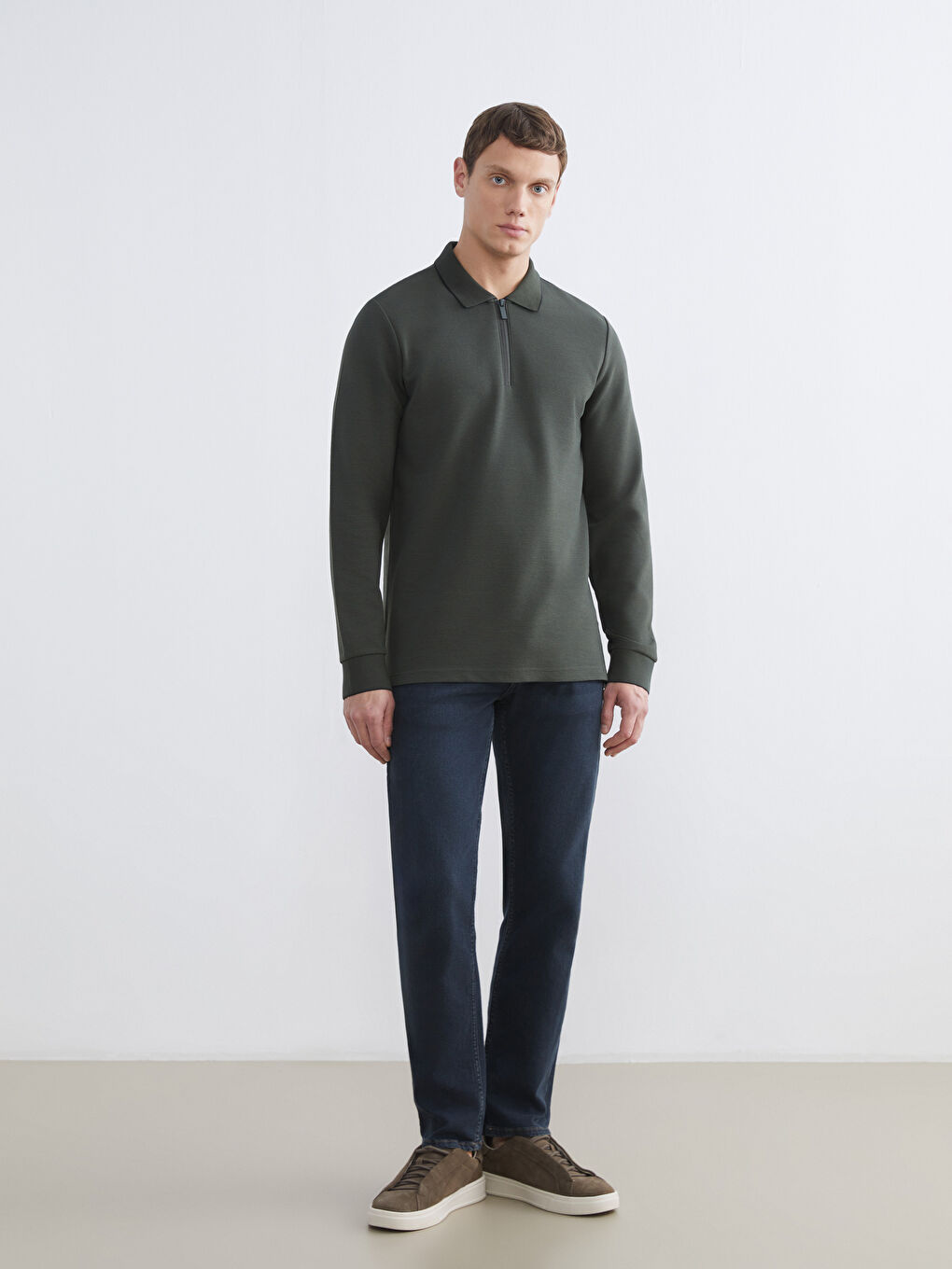 Polo Neck Long Sleeve Men's T-Shirt-1