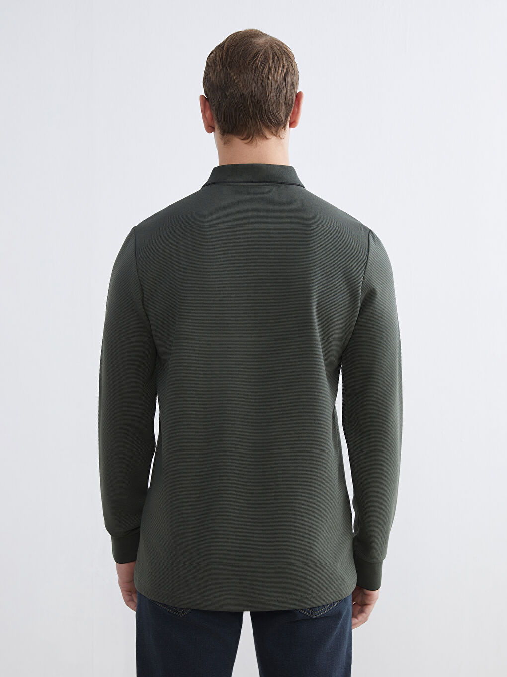 Polo Neck Long Sleeve Men's T-Shirt-3