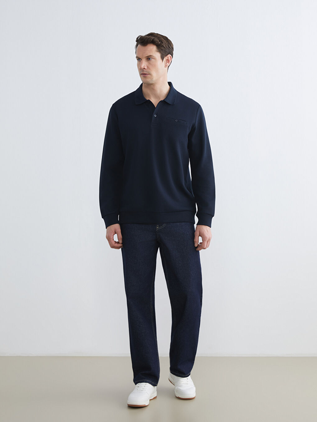 Polo Neck Men's Sweatshirt-1