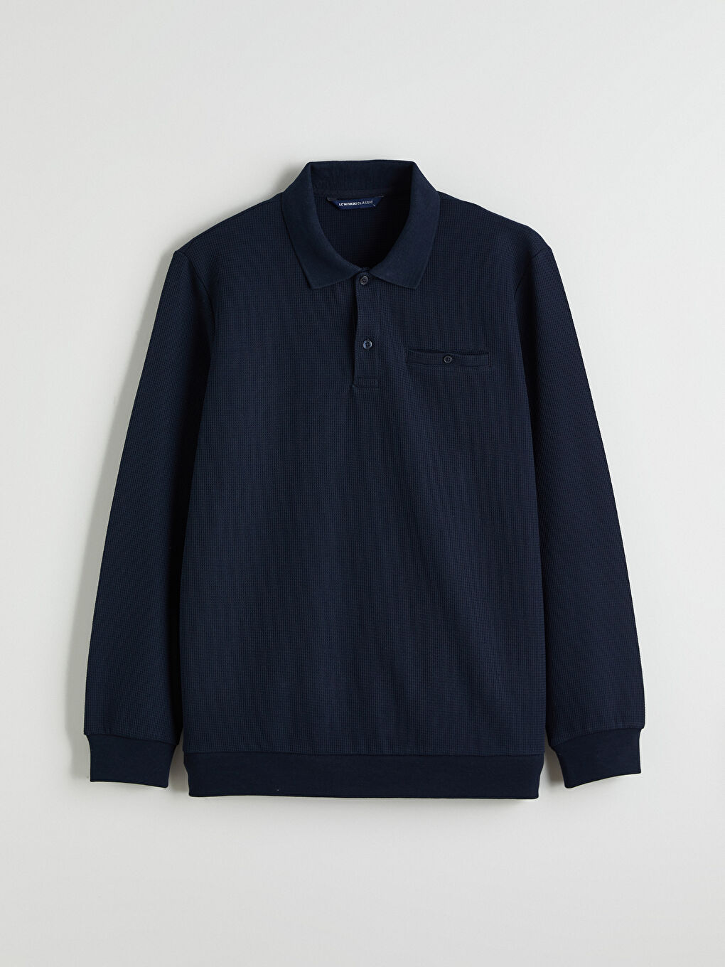 Lacivert Polo Yaka Erkek Sweatshirt
