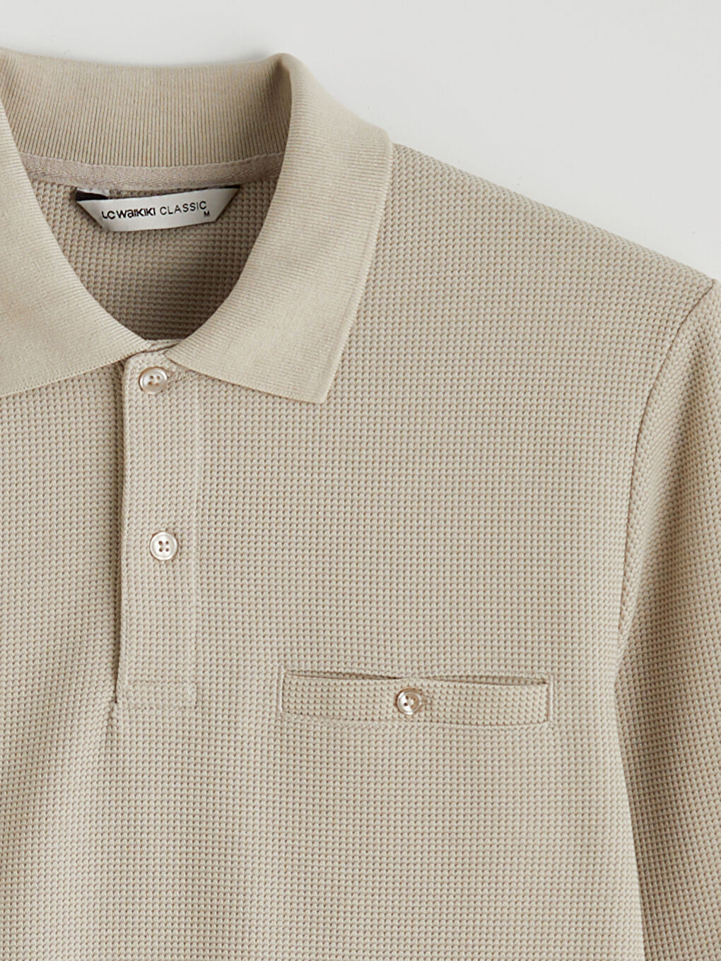 Bej Polo Yaka Erkek Sweatshirt-1