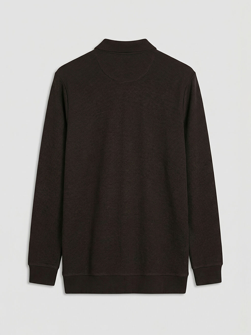 Kahverengi Polo Yaka Erkek Sweatshirt-1