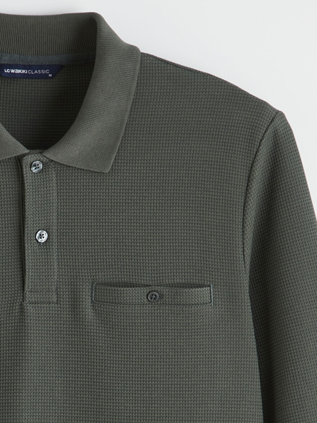 Yeşil Polo Yaka Erkek Sweatshirt-5