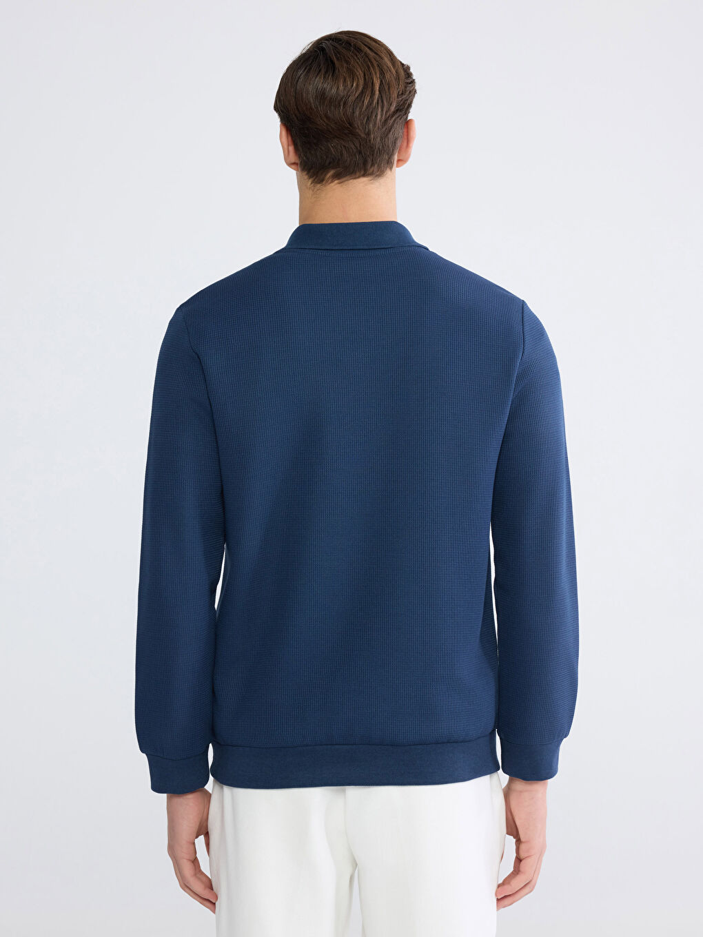 Lacivert Polo Yaka Erkek Sweatshirt-3