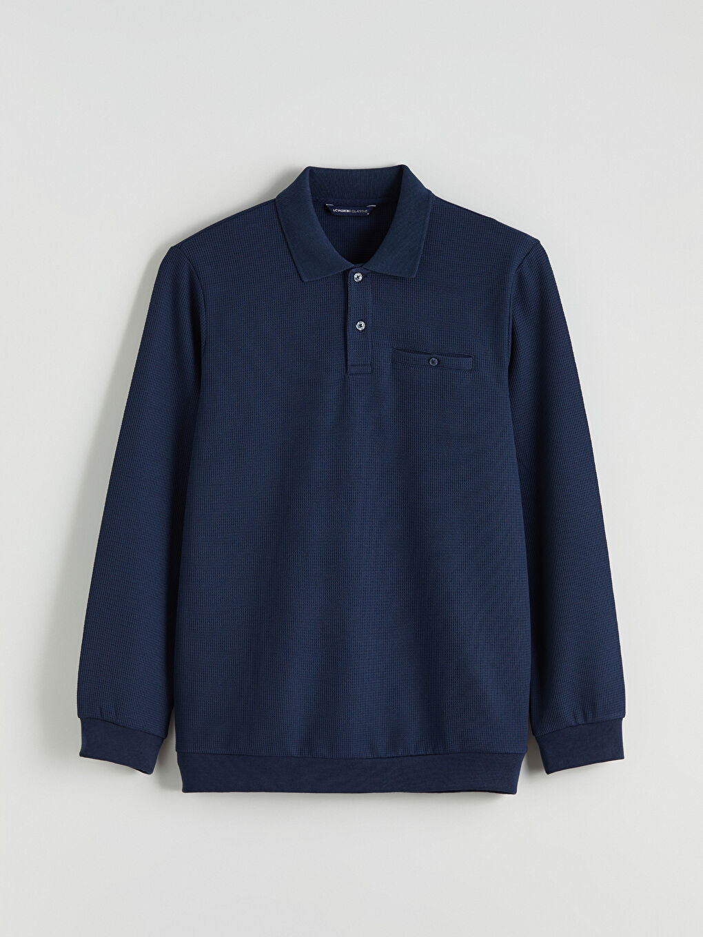 Lacivert Polo Yaka Erkek Sweatshirt-4